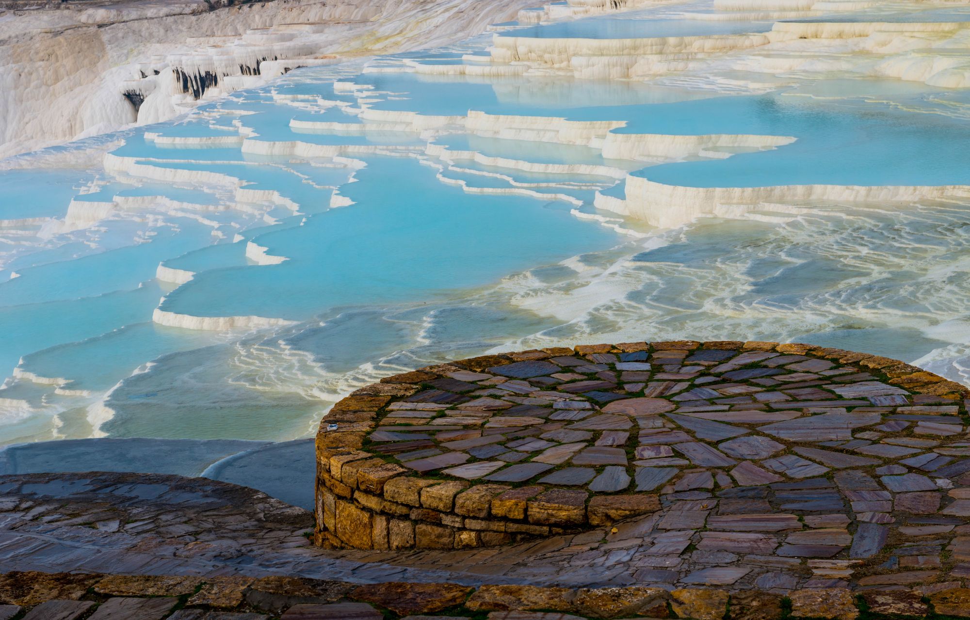 Turquoise travertine pools at Pamukkale