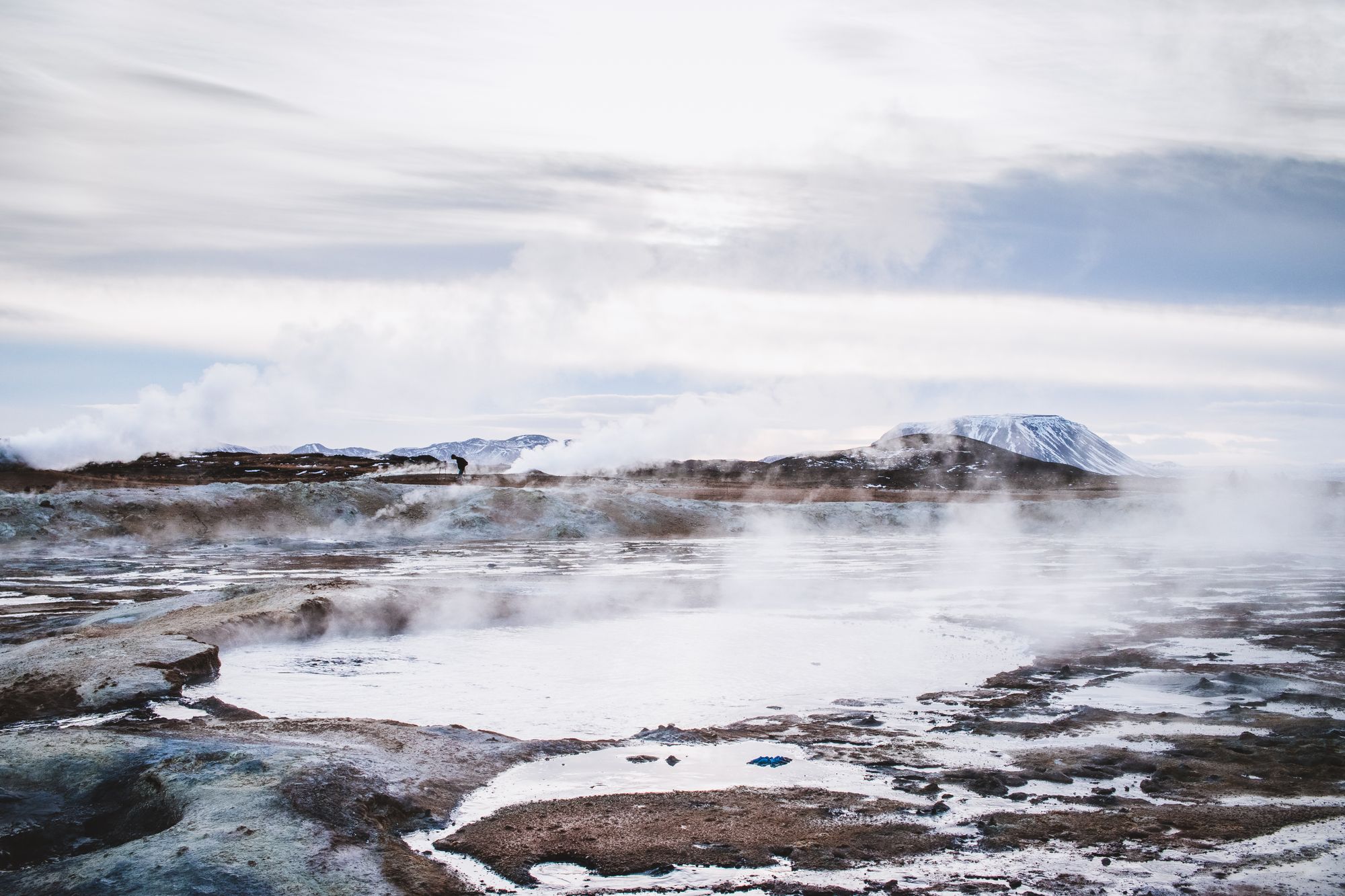 Steaming geothermal water in Iceland